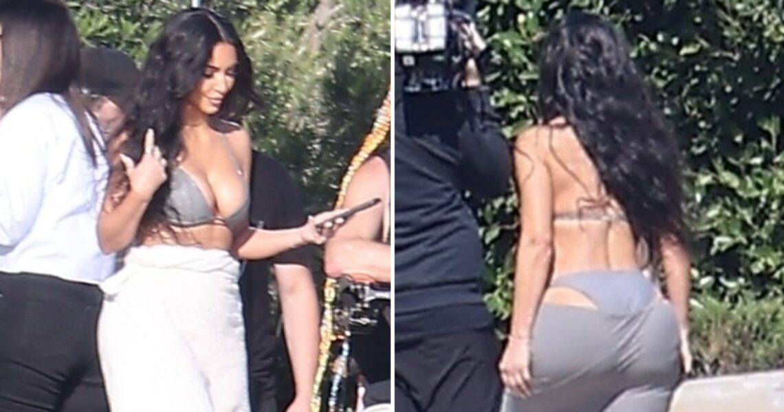 Kim Kardashian Shows Off Curves on Birthday While Filming With Family