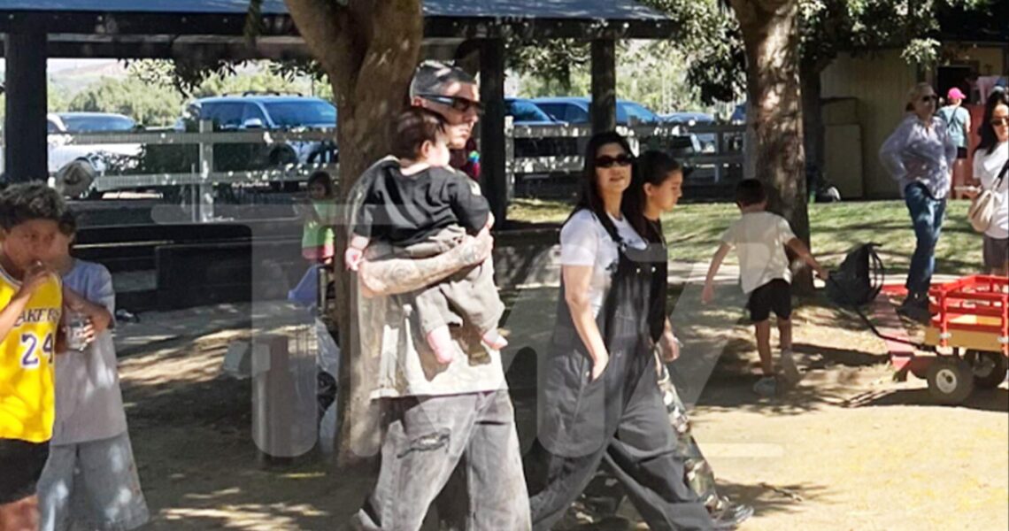 Kourtney, Travis Hit the Farm With Baby Rocky While Filming ‘The Kardashians’