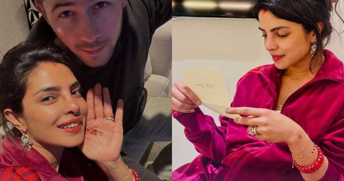 Priyanka Chopra celebrates ‘Filmy’ Karwa Chauth with Nick Jonas, blushes on reading special letter from husband: PICS