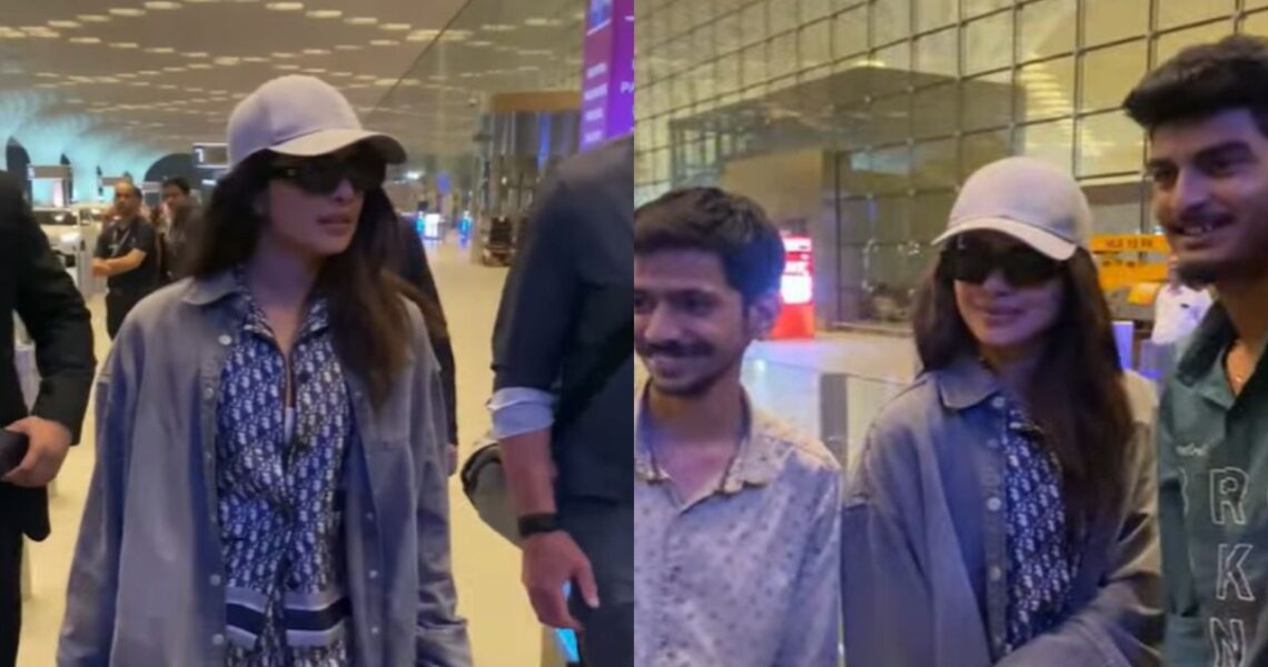 Priyanka Chopra enjoys Mumbai rain, interacts and poses with paps at airport before flying out of India; WATCH