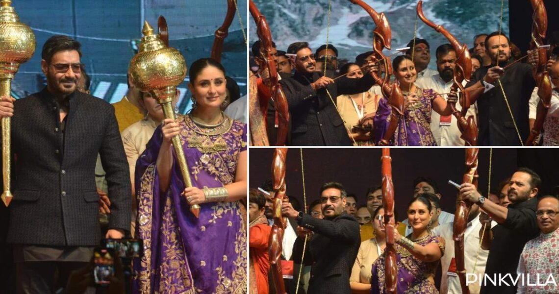 Singham Again: Ajay Devgn channels his inner Ram as he performs Raavan Dahan in Delhi along with Kareena Kapoor, Rohit Shetty; WATCH