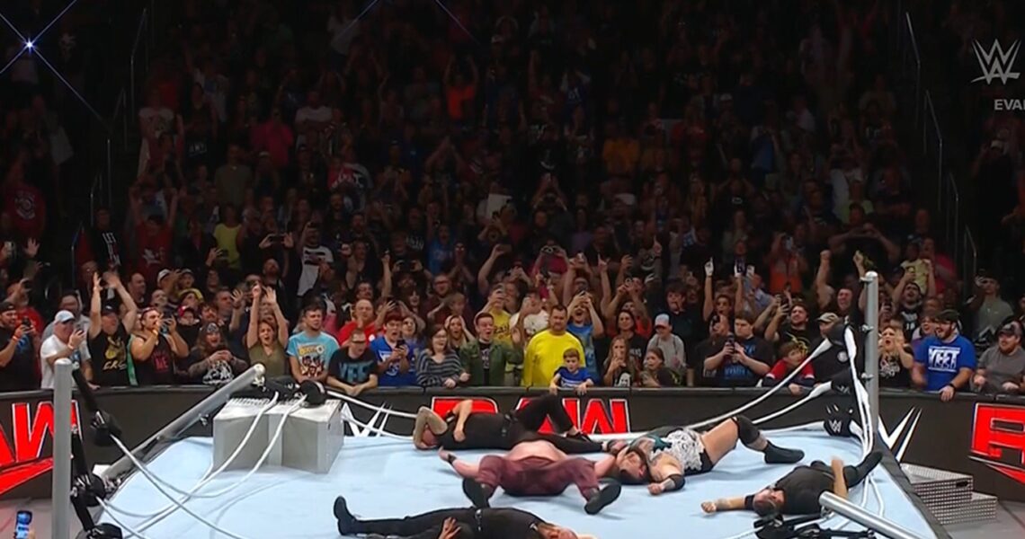 WWE Raw Ring Collapses During Last Man Standing Main Event